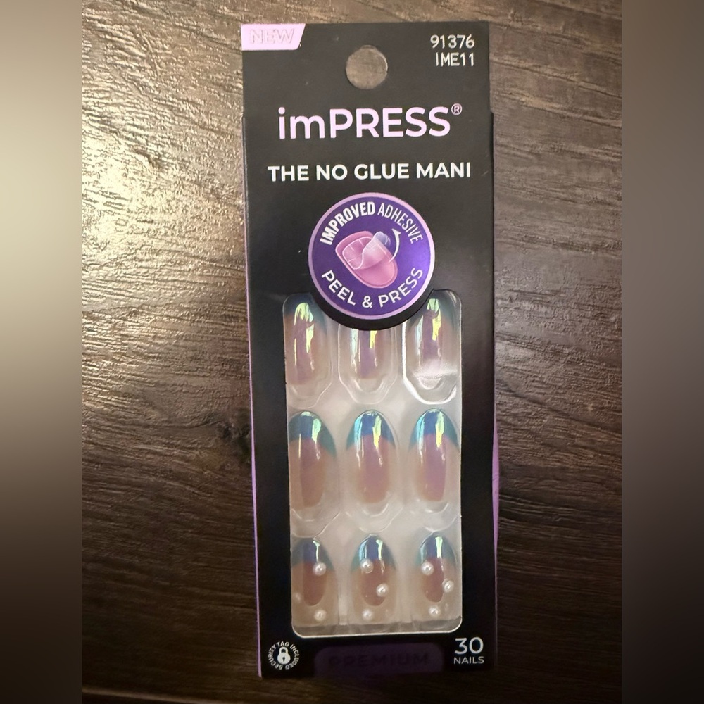 Kiss Premium imPRESS Blue Iridescent Press-On Nails “Best Life” NEW